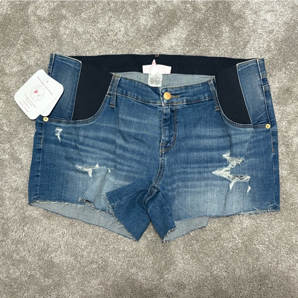 NWT Isabel Maternity Midi Shorts Size 16 4” Inseam Stretchy Distressed